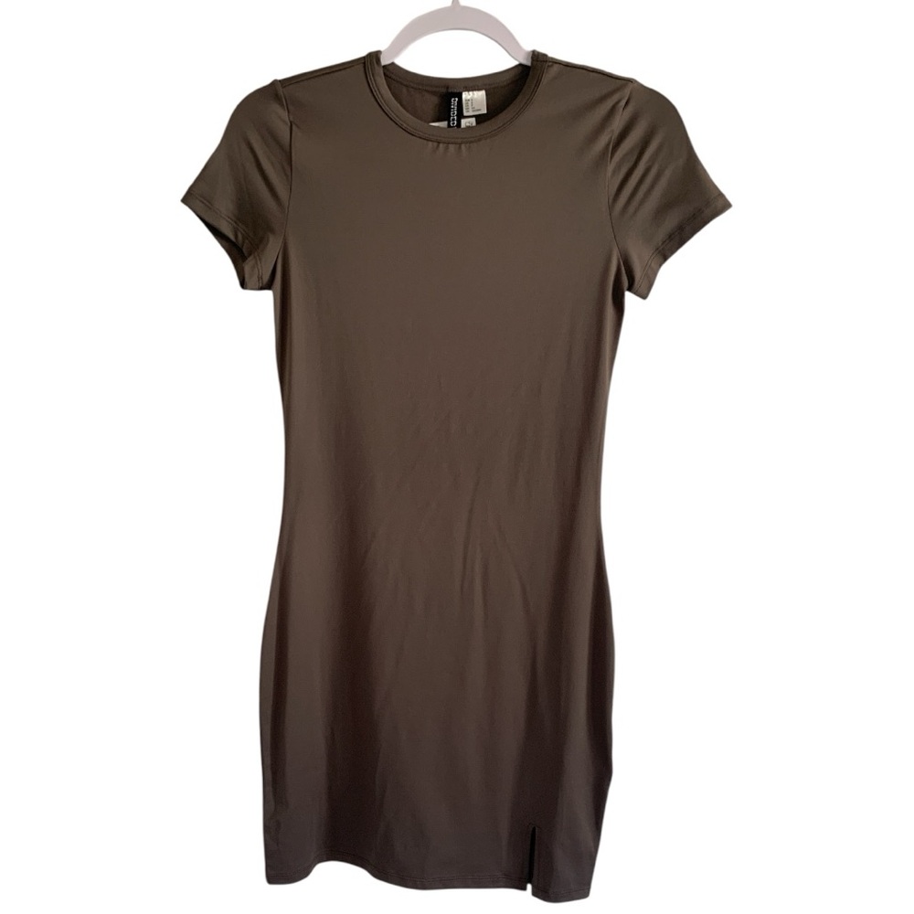 H&M Taupe Brown Short Sleeve T-Shirt Dress NWT - Picture 8 of 8